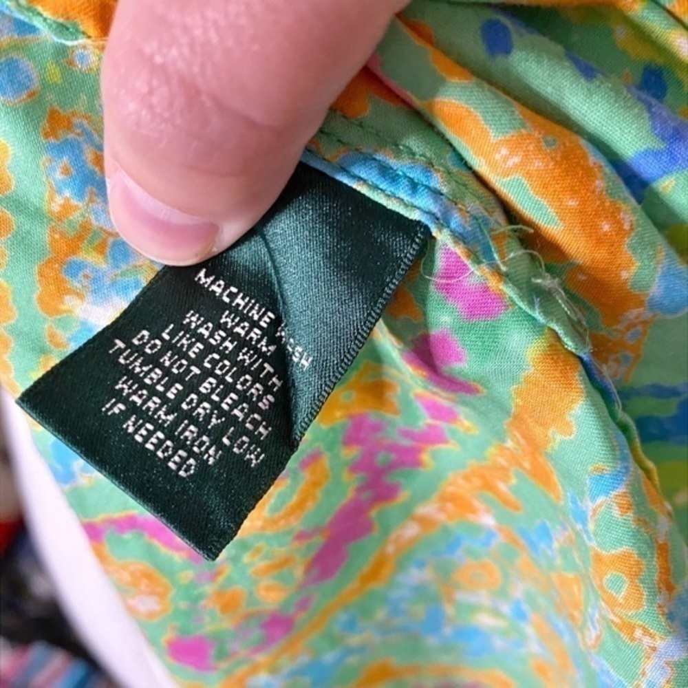 Lauren Ralph Lauren Green Paisley Button Up Top - Picture 4 of 6